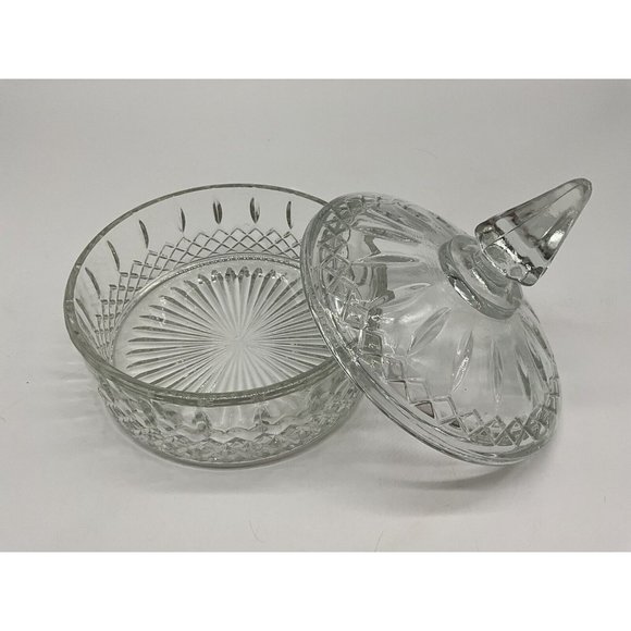 Vintage Indiana Glass Princess Diamond Pattern Clear Candy Dish with Lid MCM - Picture 9 of 16